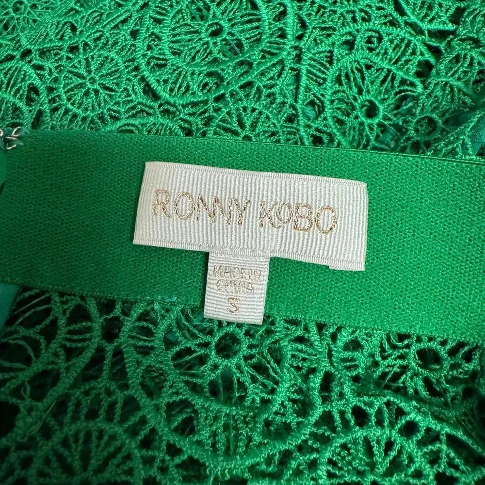 NWOT Ronny Kobo Otto Eyelet Lace Midi Skirt - Lace Scalloped Sheer Cocktail - Picture 9 of 10